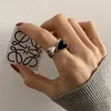 Cluster Rings Punk Creative Black Heart For Women Mens Korean Fashion Double Par Ring 2023 Trendiga fingertillbehör smycken