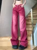 Jeans pour femmes rétro rouge femme taille haute Y2k tendance pantalon streetwear droit baggy pantalon coréen mode cargo automne 2023
