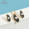 Mytys collier de perles sur feuille noire ensembles de bijoux pour femmes rétro romantique cadres en fil d'or feuille pendentif boucles d'oreilles CE611CN5402329