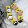 Herrstrumpor hiphop retro frukter ananas vattenmelon galen kompression unisex mjölk och mocha bubu dudu gata stil crew sock