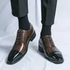 Chaussures habillées Derby marron pour hommes lacets noirs bout carré affaires cuir décontracté mariage italie bureau talon hommes