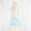 Ani Lolita Girl Bow Maid Bodysuit Apron Unifrom Women Anime Cute Suspenders Pumpkin Pants Outfits Costumes Cosplay cosplay