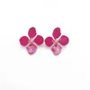 Stud Earrings Red Blue Pink Navy White Colors Enamel Alloy Plant Accessories Mujer Petal Jewelry