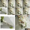 Ghirlande di fiori decorativi Fiori decorativi 1Pc Peonia Rosa Bouquet artificiale Cascata Sposa con fiore Fai da te Mestiere Falso Weddin Dhdd2