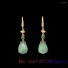 Dangle Earrings Green Jade Water Drop Women 925 Silver Natural Stone Luxury Chinese Real Gifts Gemstone Gift Jewelry Accessories Charm