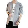 Herrjackor japanska kimono män cardigan streetwear traditionella kläder 2xl 3xl haori herr skjorta yukata manliga skjortor