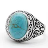 Bagues en grappe classique en argent sterling 925 bague turquoise naturelle hommes et femmes style punk turc anniversaire fiançailles bijoux fête RingClus