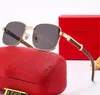 Óculos de sol com armação de metal de grão de madeira 2023 Óculos de sol quadrados da moda, óculos de hip hop de rua europeus e americanos, óculos de luxo masculinos e femininos de alta qualidade e caixa