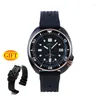 Relojes de pulsera Heimdallr Sharkey Reloj de buceo para hombres Zafiro Negro Caja recubierta de PVD Esfera luminosa 200 M Resistencia al agua NH35A Movimiento automático