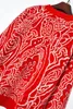 Suéteres femininos 2023 ano bordado desenho animado tigre jacquard solto suéter de malha pulôver o-pescoço manga comprida vintage high-end vermelho pull