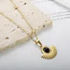 Pendant Necklaces JINHUI Sun Eyes Oval Black Nature Stone Necklace For Women Vintage Luxury Gold Plated Stainless Steel Jewelry Wholesale