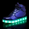 Sneakers Kids Led USB -oplaadschoenen gloeiende sneakers Kinderen Hook Loop Luminous Shoes For Girls Boys Skateboard High Top Running Sports 230331