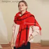 Scarves Women Autumn Winter Scarf La Cashmere Feeling Muffler Spring Fall Large Blanket Classic Plaid Shl Soft Warm Wr WholesaleL231101