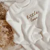 Jumpsuits Newborn Baby Romper Winter Thick Crewneck Sweatshirts Romper Clothing Letter Embroidery Print Jumpsuits Sweatshirt WhiteL231101