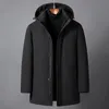 Мужские пуховые парки среднего возраста, мужская куртка, зимняя высококачественная брендовая подкладка, съемная белая утиная куртка с капюшоном, толстая теплая 231101