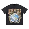 Ins Super Hot Summer New Guard Earth Print Wash Old Short Sleeve Men's Loose Polyvalent Casual T-shirt