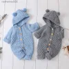 Macacões 2020 outono inverno recém-nascido camisola do bebê menino menina roupas macacão urso orelha malha com capuz macacão roupa roupas l231101