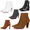 Women winter red boots ankle boot leather pumps Vidura Booty 85mm Low boots spike and suede leathers luxury paris designer turela with box 35-43