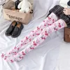 Женские носки, модные чулки с клубничным бантом и принтом, сексуальные полосатые эластичные чулки до бедра, Harajuku Kawaii, одинаковый подарок