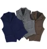 Men's Vests Mens Vest Classic Brown Suit Wool Tweed Notch Lapel Waistcoat Herringbone Groomsmen Winter Coat For Wedding 230331