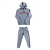 Trapstar Tracksuit Set Arch Panel Red litera Jakość haftowana bluza zimowa bluza z kapturem spodne