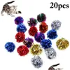 Jouets pour chat Jouets pour chat 20 pièces/ensemble amusant Mylar boule froissée jouet interactif Colorf son anneau papier chaton jouant balles produits pour animaux de compagnie Drop De D Dheus