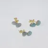 Saplama küpeleri doğal kristal kuvars akuamarinler kadın mavi küçük tatlı düzensiz ayarlanabilir el yapımı taş femme 2023