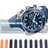 20mm 22mm Bandes De Bracelet De Montre Bleu Orange Noir Bracelets De Montre En Caoutchouc De Silicone Étanche Bracelet Fermoir Boucle Pour Omega Planet-Ocean T308O