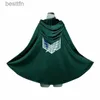 Costumes d'anime Attaque d'anime sur Titan Levi Ackerman La Légion de Scoutisme Ailes de la Liberté Cosplay Vert Noir Cape Collier Accessoires Cape à CapuchonL231101