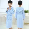 Pajamas Wholesale Blue Pink White Long Sleeve Waffle Bath Robe Sleepwear Kids Children Hooded Bathrobe Summer Children Bathrobe L287 231031