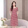 Casual Kleider Elegant Midi Für Frauen 2023 Kurzarm Sommer Sommerkleider Für Frauen Mittleren Alters Hohe Qualität Koreanisch