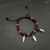 Bracelets de charme moda moda tibetana pulseira vintage lobo dente presas de pico jóias de amuleto para homens judeus