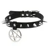 Spik punk choker krage för tjej goth pentagram halsband emo halsband cosplay chocker gotiska tillbehör modemycken smyckennecklace emo smycken tillbehör