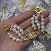 Designer Charm Bracelets Letter Vivian Chokers Luxury Women Fashion Jewelry Metal Pearl Bracelet cjeweler Westwood RDT