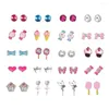 Studörhängen 20prs/set Super Cute Pink Lollipop Butterfly Candy Girls With Crystals Pearls Women Trendy Brinco Earring