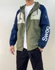 Men Spring 2023 Retro Contrast Woven Windproof Hooded Jacket Sportswear Coats