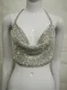 Women's Tanks Camis Sexy Metal Crystal Diamond Crop Top Beach Fitnes Summer Halter s Sequin Tank Bralette Cropped Feminino 230331