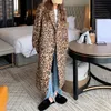 Misto lana da donna 2023 Primavera Donna Cappotto di lana Classico stampa leopardata Stile sciolto Manica lunga Moda Longl Casaco Feminino 231031