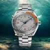 GDF New 600m 215 90 44 21 99 001 Miyota 8215 Automatic Mens Watch Gray Orange Ceramic Bezel Gray Dial Stainless Steel Bracelet Hel259i