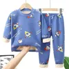 Pyjamas Enfant Hiver Épais Pyjamas Chauds À Manches Longues Pyjama Costume Dessin Animé Col Rond Enfant En Bas Âge Coton Vêtements De Nuit Enfants Sommeil Pyjama 2-15Y 231031