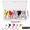 Fishing Hooks JYJ a box 1g 15g 2g 3g 35g fishing hook jig round head with mix colors tackle for soft grub worm baits 231031