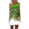 Casual jurken Liumaohua Feather Print Dress Boho Style Short Beach 2023 Zomer Women Shift Vestido O-235