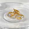 Anneaux de mariage en acier inoxydable 316L, luxe, pierre de Zircon, bijoux de Couple pour femmes, accessoires de mode 231101