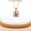 Halskette-Ohrringe-Set, 12 Farben, einzigartiger quadratischer Hochzeits-Granat für Frauen, Zirkon und Clip, Brautkostüm, verstellbarer Ring