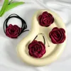 Conjuntos de joyería de boda IngeSight Z Romántico Big Rose Flower Pendientes Pulsera Collar Mujeres Kpop Velvet Cuerda Cadena Fiesta Y2K 231101