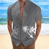 Men's T Shirts Beach Holiday Shirt Mens Cuff Button Stand Collar Camisas De Hombre Fashion Tops Party Ethnic Retro