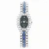 Wristwatches Watch For Women Women's Watches Wine Barrels Square Full Diamond Bracelet Set With Diamonds Fashionable