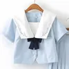 Set di abbigliamento Abito JK giapponese Colletto ricamato Uniforme scolastica da donna Costumi cosplay da marinaio alto Gonna a pieghe per ragazze studentesche