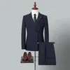 Herren Polos Hochwertige Blazer Hosen Britisches Business Casual Elegante Mode Erweiterte Einfache Hochzeit Slim Anzug Zwei Stücke 231101