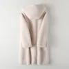 Kvinnors päls beige huva Shearling Jacket 2023 Vinter får fleece kappa lamm varm